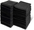 Black Bleach Proof Towels Set, 144 Pack 100% Cotton 16" X 27" Color Safe by GrokoTextiles