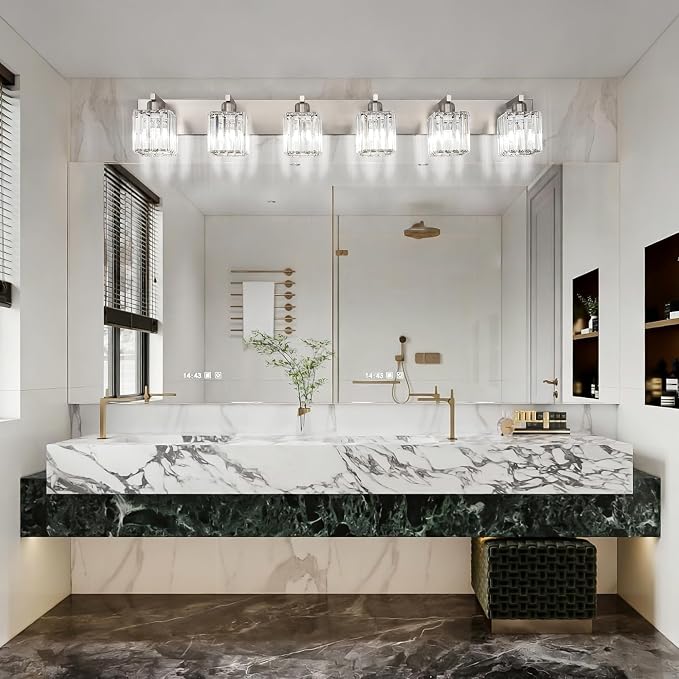 Aipsun Brushed Nickel Bathroom Light Fixtures 6 Light Vanity Lighting Fixture - Image 2