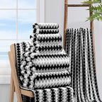 8 Piece Bathroom Towel Set Black White|2 Oversized Large Bath Towels Sheet - Image 5