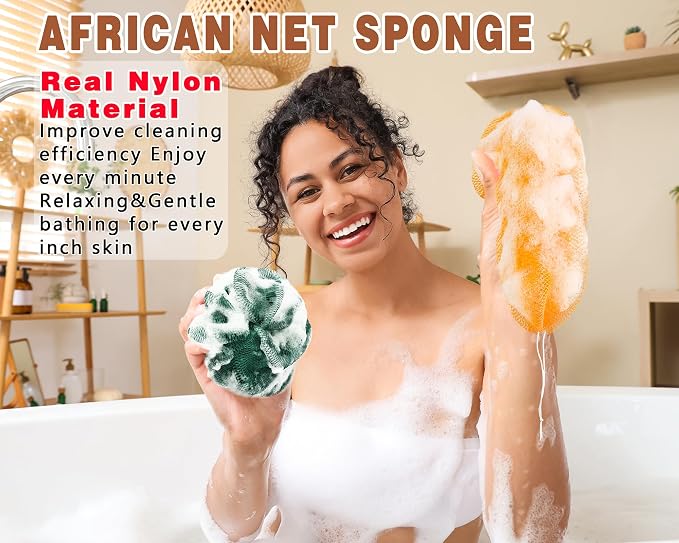 2 Pack African Net Sponge Exfoliating Body Scrubber Bath Sponge - Image 3