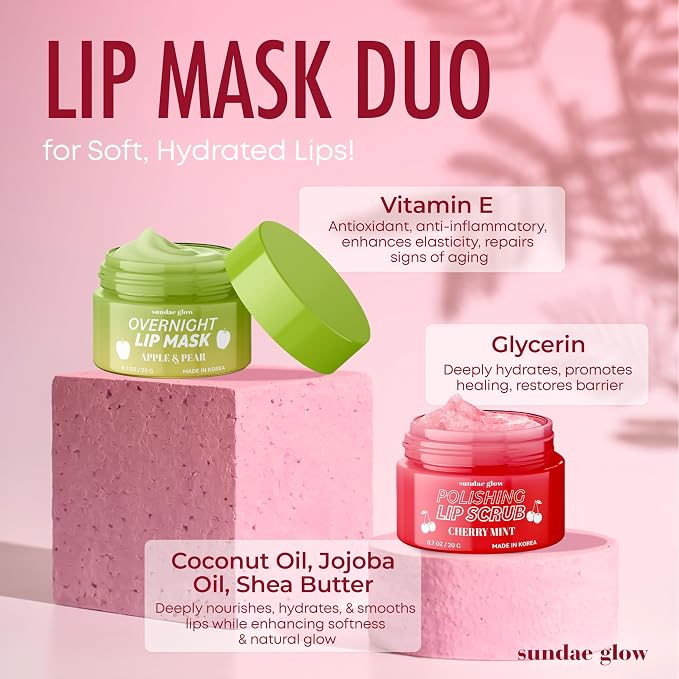 Lip Mask & Scrub – Apple, Cherry & Mint – Hydrates, Exfoliates, Repairs Dry & - Image 4