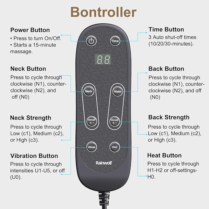Rainwolf Shiatsu Neck and Back Massage Cushion - Image 6