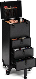Rolling Makeup Train Case with 3 Drawers, Nail Trolley Cart Salon Station by Unknown