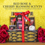 Luxury 14 pcs Cherry Blossom & Rose Bath and Body Basket Gift, Face Skin Care - Image 9