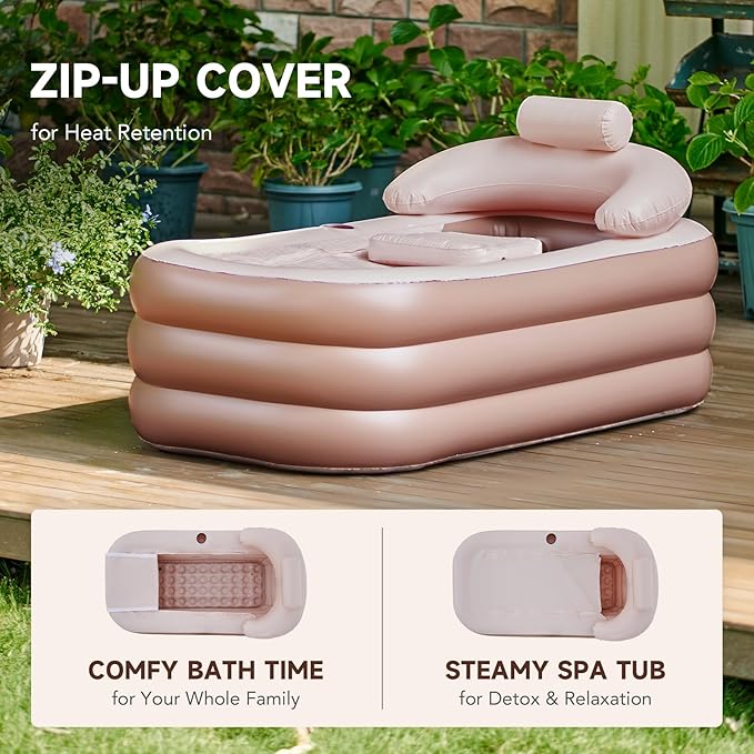 CO-Z Inflatable Bathtub with Electric Air Pump and Bath Pillow Headrest - Image 4