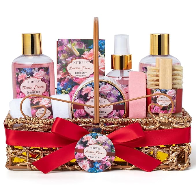 Gifts For Women Gift Basket – 9 Piece Set of ROSE JASMINE Home Spa Set by HITREES