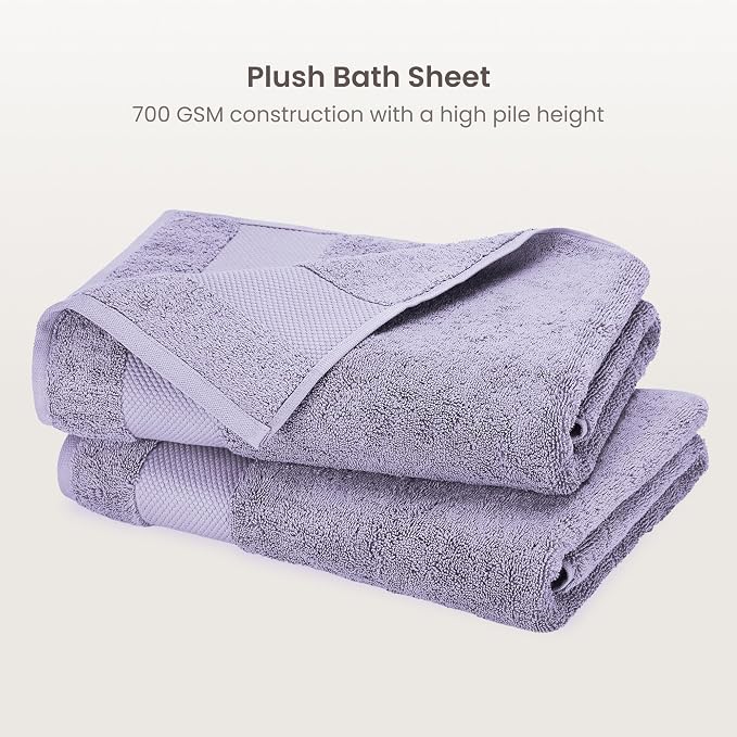 BIOWEAVES 100% Organic Cotton Bath Sheet Set of 2 | Soft Oversized Bath Towels - Image 2