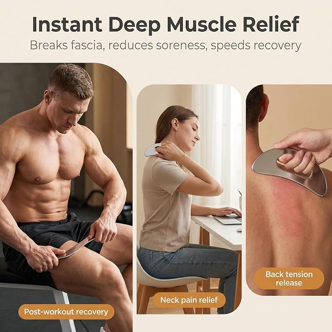 Stainless Steel Gua Sha Muscle Scraping Tool, Ergonomic Body Massage Scraper - Image 7