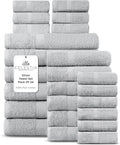 100% Cotton Bath Towel Set of 24-6 Bath Towels, 6 Hand Towels, 12 Wash Cloths by VillaCelestia