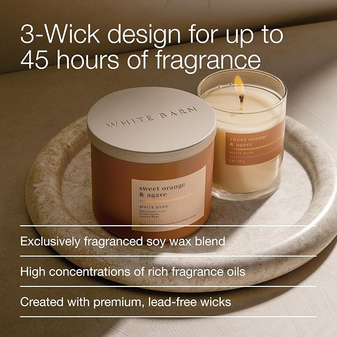 Bath & Body Works 3-Wick Candle, Sweet Orange & Agave Citrus Candle, Strong - Image 4