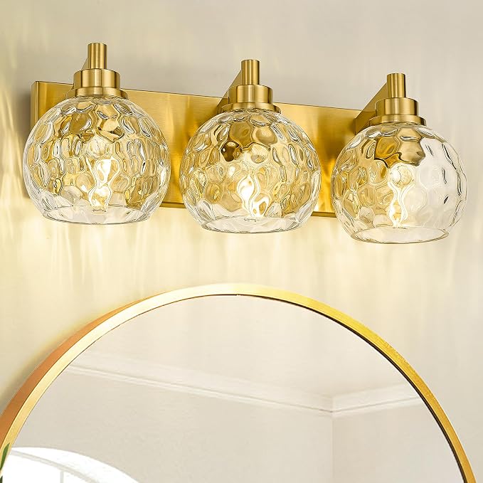 Bathroom Light Fixtures Over Mirror, 3-Light Brushed Gold Vanity Light - Image 6