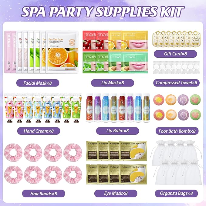 80PCS Spa Party Favors, Include Face Masks, Lip Balm, Hand Cream, Under Eye - Image 2