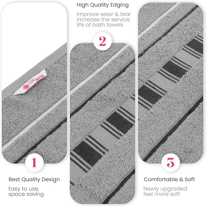 CASA COPENHAGEN X Line 6Pcs 100% Egyptian Cotton Large Designer Towels Gift - Image 7