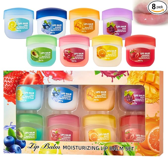 8Piece Set Lip Balm, Moisturizing Lip Care Kit, 8 Fruit Flavored Lip Masks by Unknown