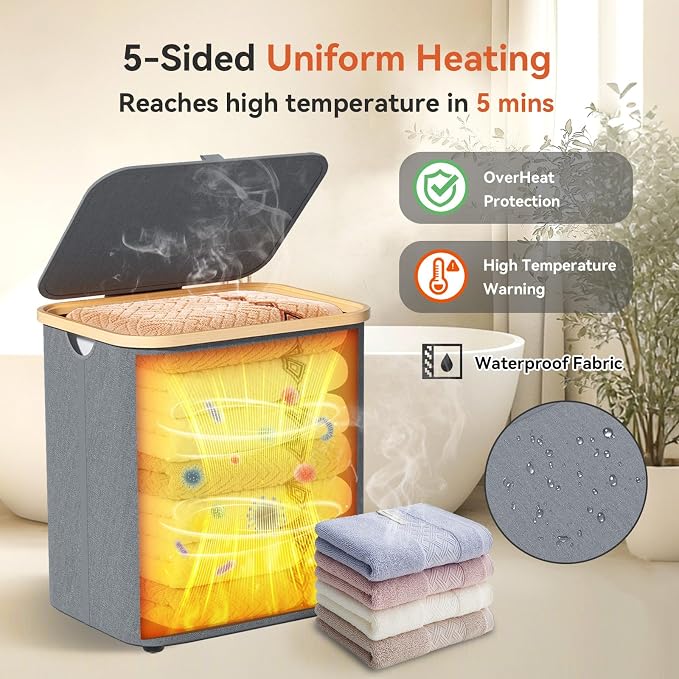 Towel Warmer & Laundry Basket 2-in-1, Foldable Towel Warmer - Image 5