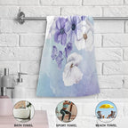 Purple White Violet Floral Hand Towels - Image 5