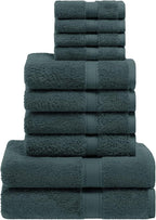 SUPERIOR Egyptian Cotton Pile 10 Piece Towel Set, Includes 2 Bath, 4 Hand by SUPERIOR
