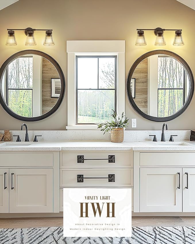 Bathroom Vanity Light Fixture, HWH 3-Light Farmhouse Vanity Lights Over Mirror - Image 6