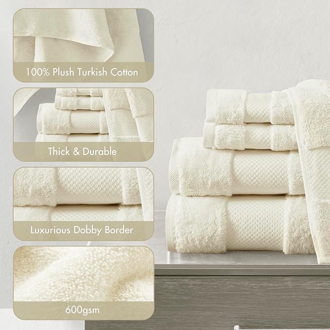Madison Park Turkish 100% Cotton 600Gsm Luxury Premium Thick Soft Absorbent - Image 4
