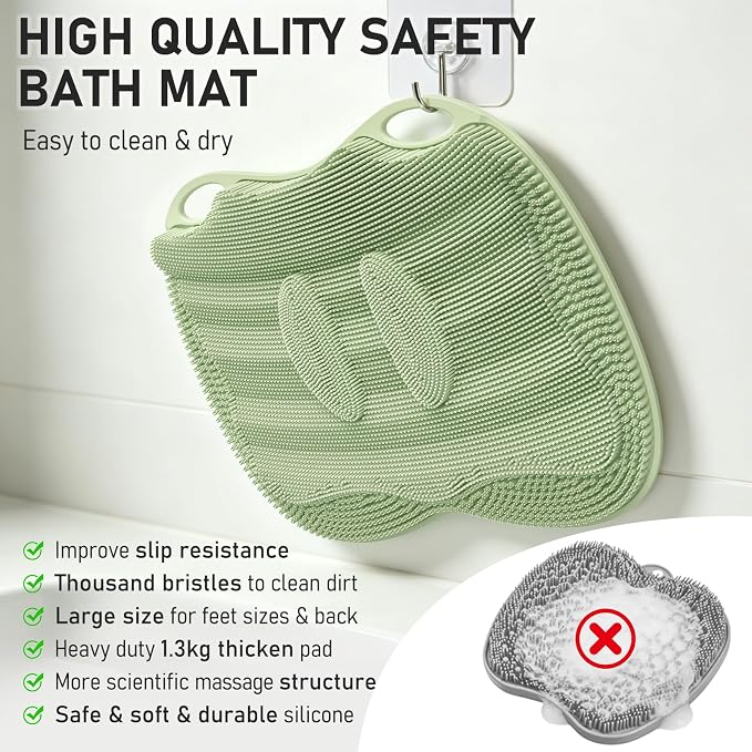 XL Shower Foot Scrubber Mat, Silicone Feet Massage Cleaner Dead Skin Toes Clean - Image 6
