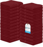 Avalon Towels Cotton Washcloths 24-Pack – 12 x 12 Inch Red Super Soft & by AvalonTowels