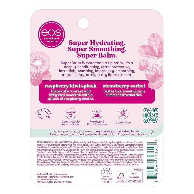 eos 24H Moisture Super Balm- Raspberry Kiwi Splash & Strawberry Sorbet - Image 7