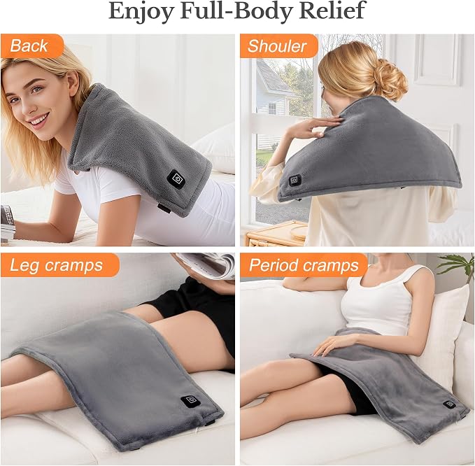 Cordless Heating Pad for Back Pain Relief & Cramps, Battery Operated, 3 Heat - Image 8