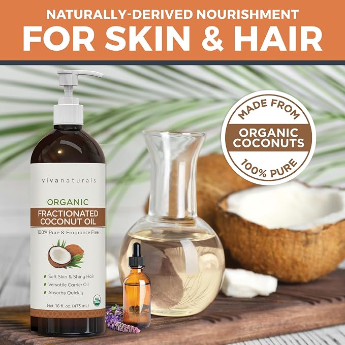 Viva Naturals Organic Fractionated Coconut Oil, 16 fl oz – Skin & Hair - Image 2