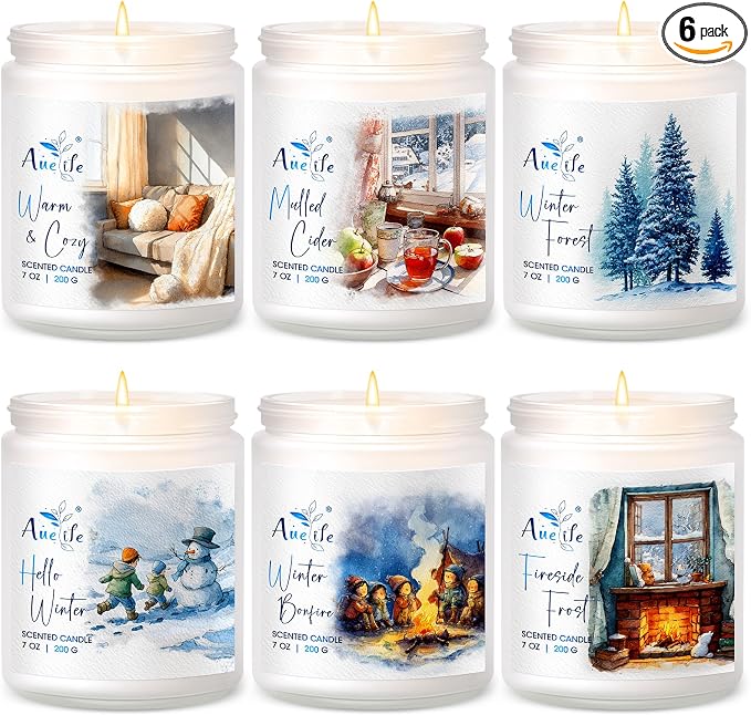 Winter Candle Set | 6 Pack Christmas Scented Candles by Auelife