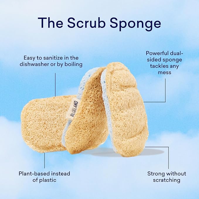 BLUELAND Scrub Sponge, Dual-Sided Dish Loofah, Plastic-Free, Plant-Based - Image 4