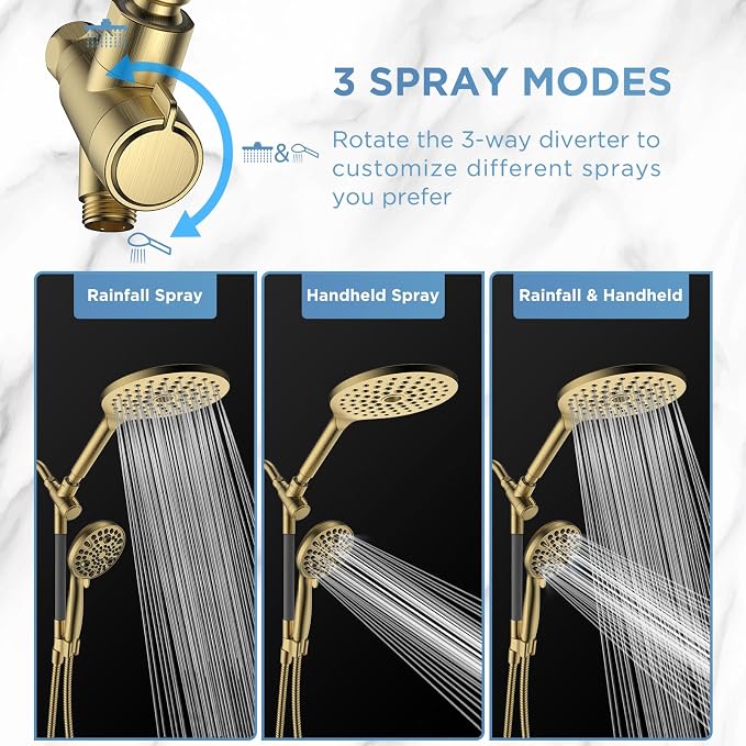Dual Handheld Shower Head Combo, 2-in-1 Rain Shower Heads System 8 Inch - Image 5