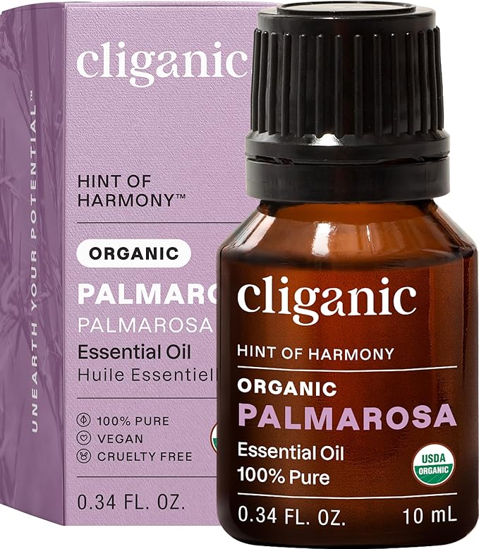 Cliganic Organic Palmarosa Essential Oil, 100% Pure Natural Undiluted, by Cliganic