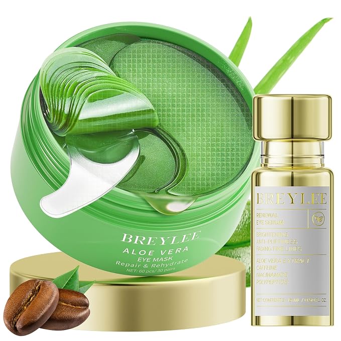 BREYLEE Renewal Care Kit with Aloe Vera Eye Masks – 60 Pcs & Renewing Serum by BREYLEE