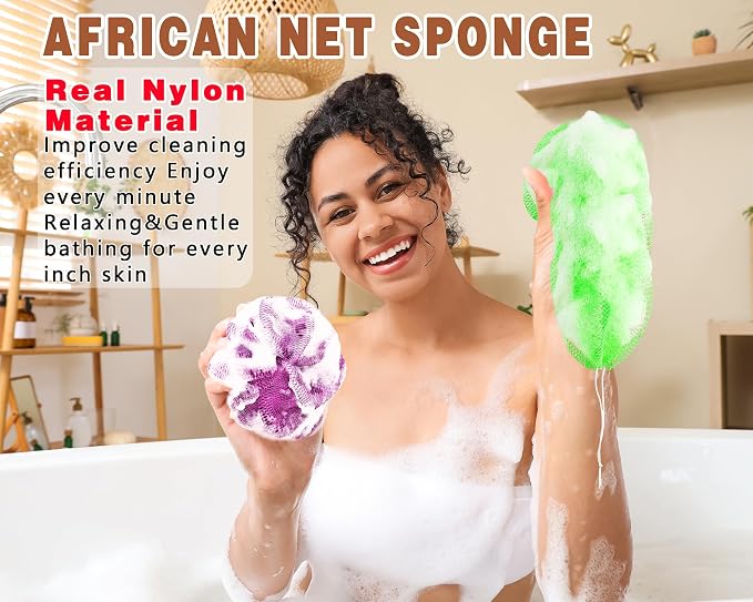 2 Pack African Net Sponge Exfoliating Body Scrubber Bath Sponge - Image 3