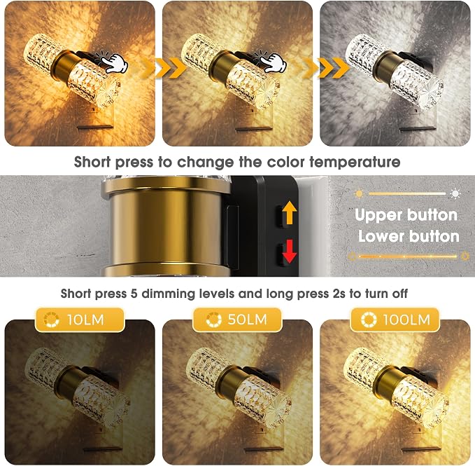 L LOHAS LED Night Light, Modern Night Lights Plug into Wall, Amber-3000K-5000K - Image 4