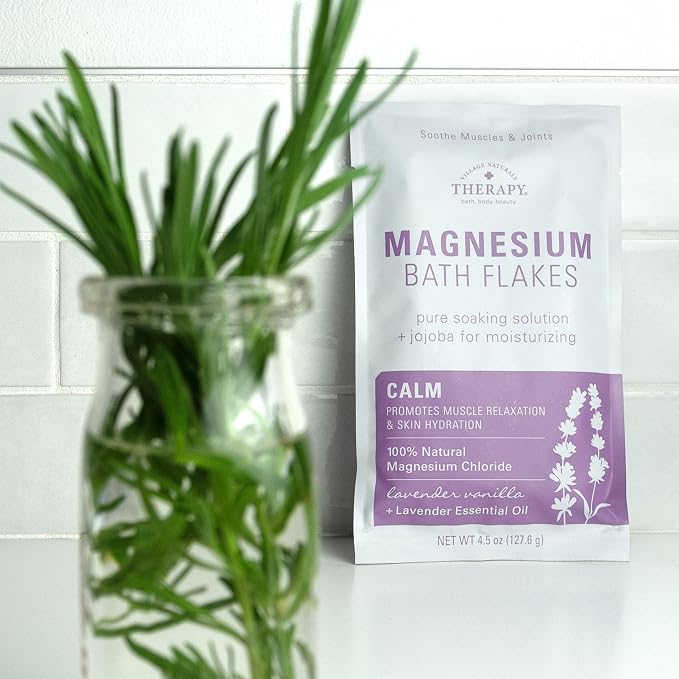 Village Naturals Therapy Calm Magnesium Bath Flakes, Lavender Vanilla Scent - Image 9