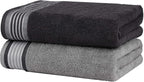 CASA COPENHAGEN® He & She 10 Pieces Hand Towel Set, Granite Grey + Mirage Grey - Image 3