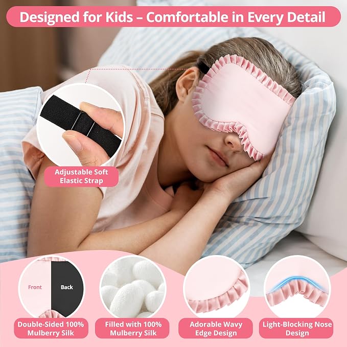Kids Sleep Mask, 100% Real Mulberry Silk Eye Mask, Sleeping Mask - Image 3
