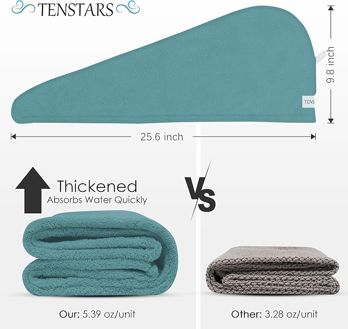 TENSTARS 5 Pack Thicken Microfiber Hair Towel Wrap - Image 2
