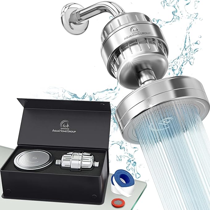 AquaHomeGroup - Filtered Shower Head & 20 Stage Shower Filter - Standard - by Aquahomegroup