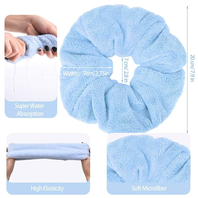 4 Pieces Large Towel Microfiber Drying Soft Scrunchies Thick Scrunchies Fuzzy - Image 2