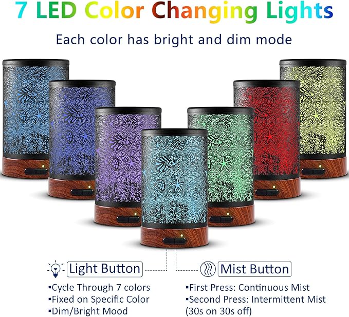 EQUSUPRO Essential Oil Diffuser 150ml Black Metal Aromatherapy Oil Diffuser - Image 2