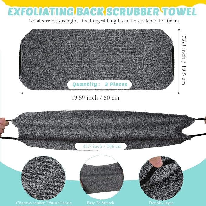 4 Pack Exfoliating Washcloth Back Scrubber Set, 2 Exfoliating Body Scrubber - Image 2