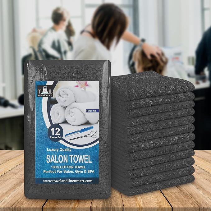 Towel and Linen Mart Grey Salon Towels, and Home Hair Care 12 Pack - Image 3