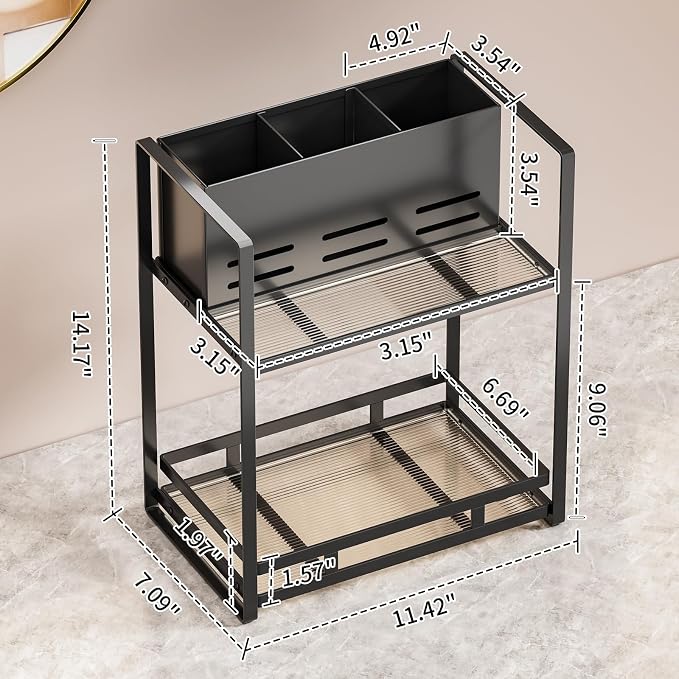 SanDream Hair Tool Organizer Bathroom Countertop, 2-Tier Metal Bathroom - Image 2