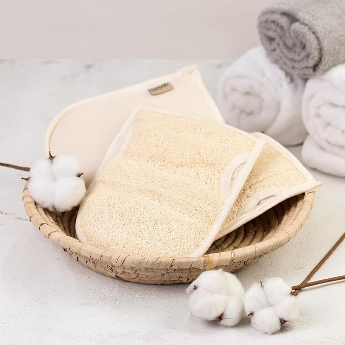 Premium Exfoliating Loofah Gloves – Natural Egyptian Loufa Sponge Body Scrubber - Image 4