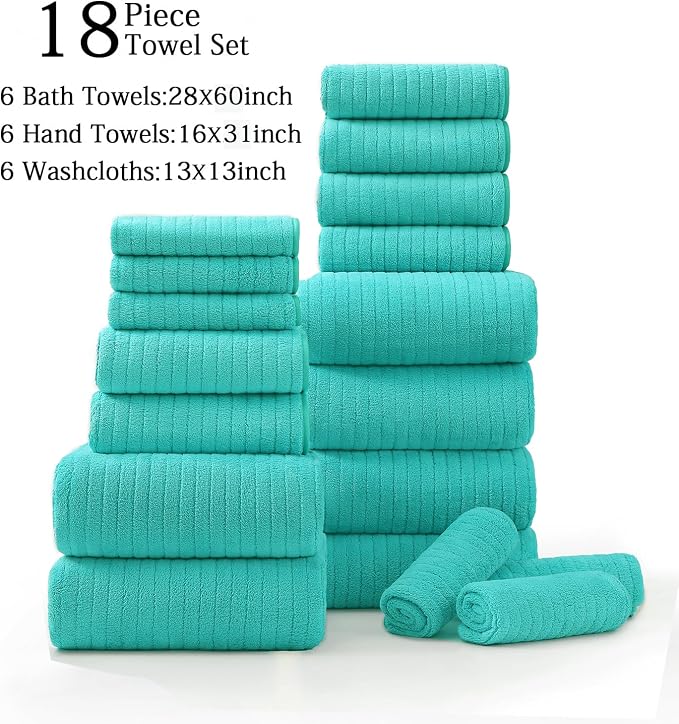18 Piece Family Bath Towel Set Include 6 Bath Towels, 6 Hand Towels and 6 - Image 7