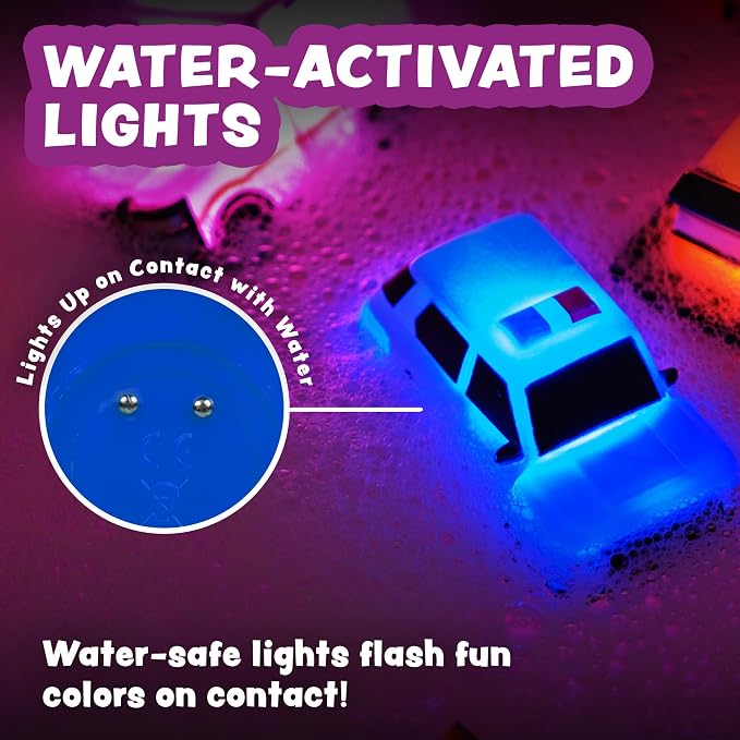 Tub Works® Emergency™ Cars Light Up Bath Toys, 12 Pack | Water-Activated Light - Image 5