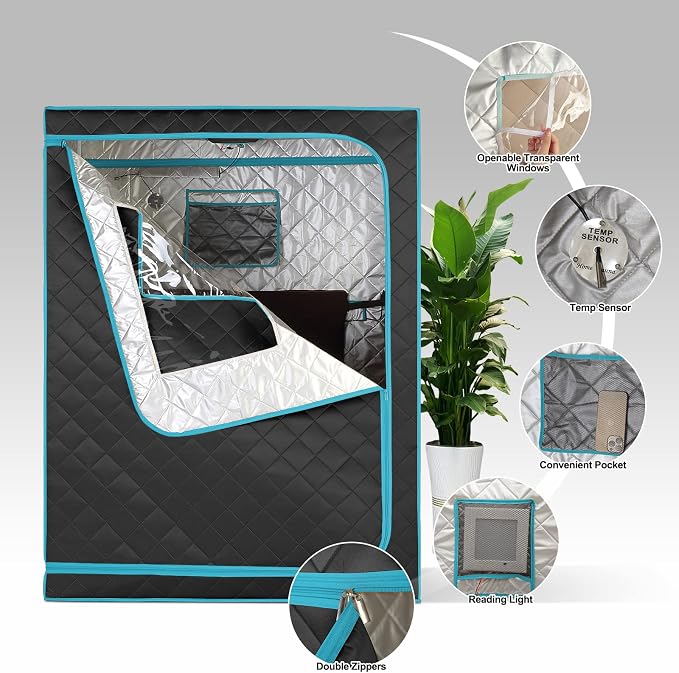 Smartmak Portable Far Infrared Sauna, Home Two Person Sauna Box - Image 5