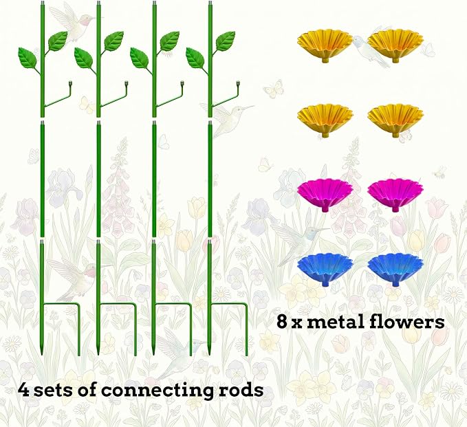 Bee Watering Station for Garden 4 Pack, Metal Double-Flower Bee Bath Garden - Image 5